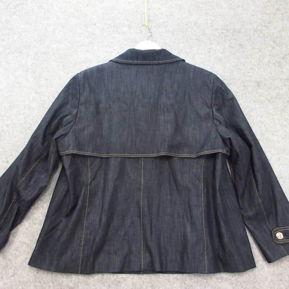 Talbots Refined Denim Short Trench Coat Womens 2X Blue Dark Wash Button Up NWT - Picture 2 of 10